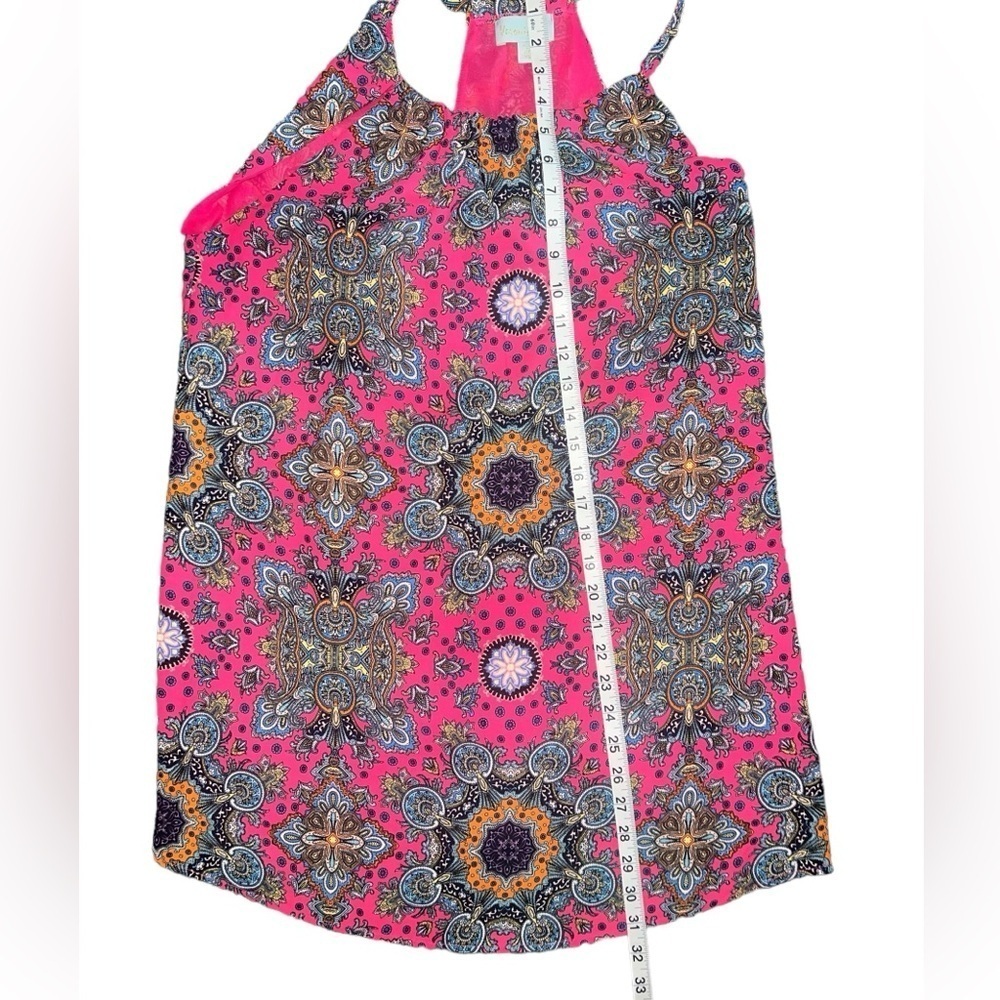 Euc Veronica M Vibrant Halter Mini Dress Hot Pink Medallion Multicolor Xs — image 7 of 7
